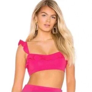 Majorelle Olga Pink Ruffle Bralette Crop Top